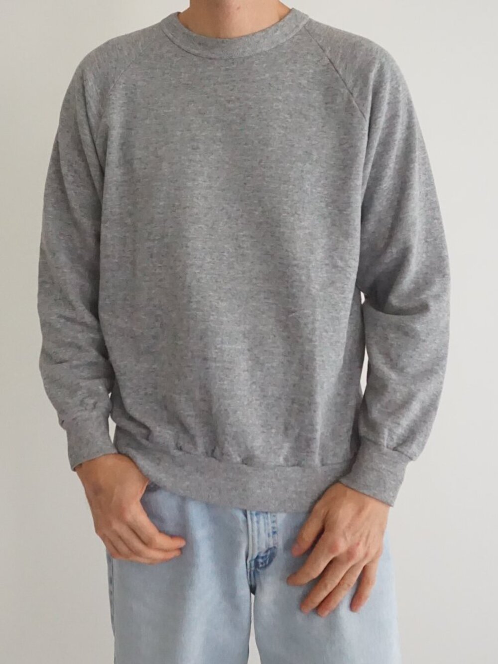 Vintage Penman's Grey Solid Raglan Minimalist Athletic Sportswear Sweatshirt L